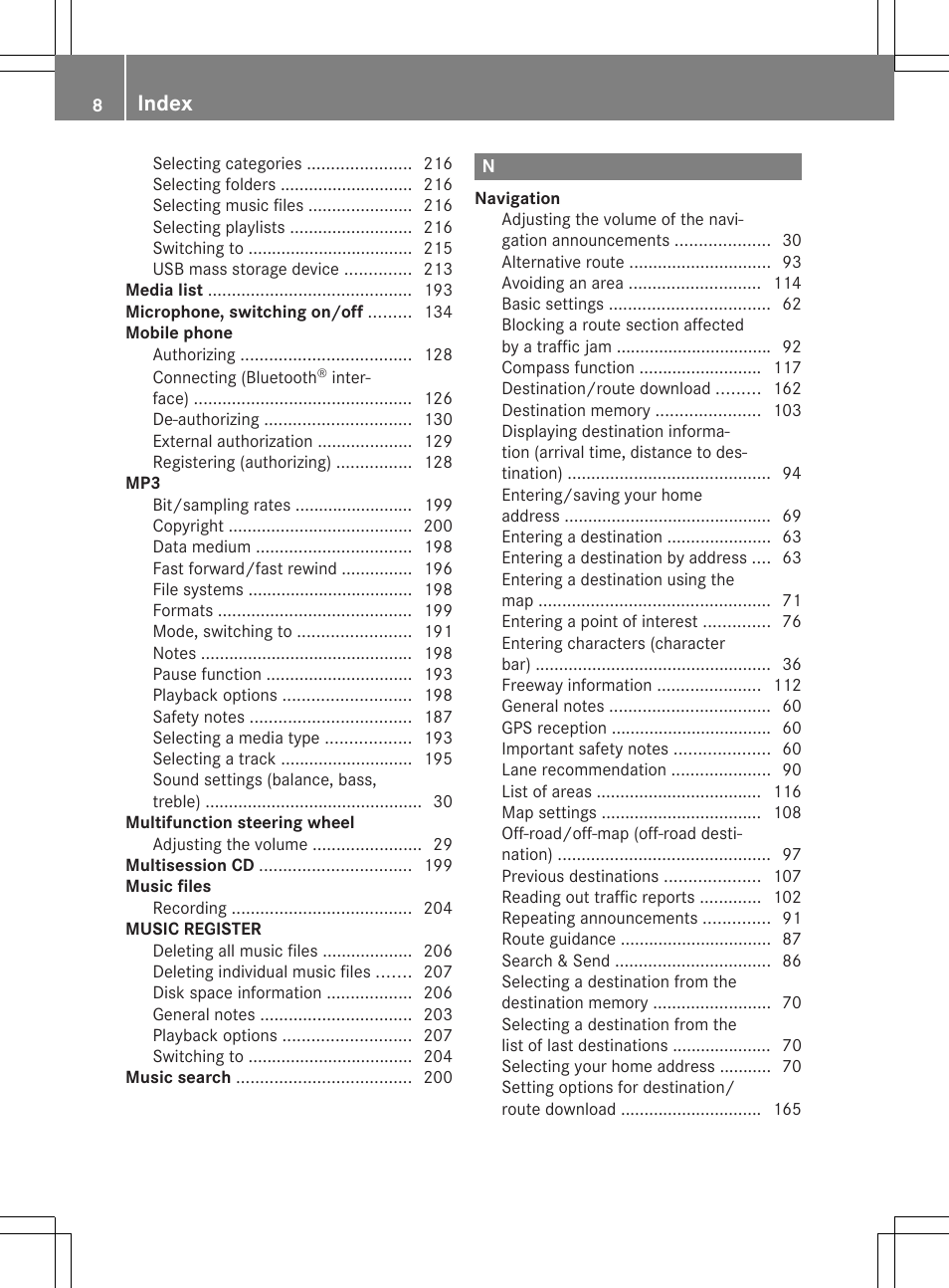 Index | Mercedes-Benz CLS-Class 2014 COMAND Manual User Manual | Page 10 / 270
