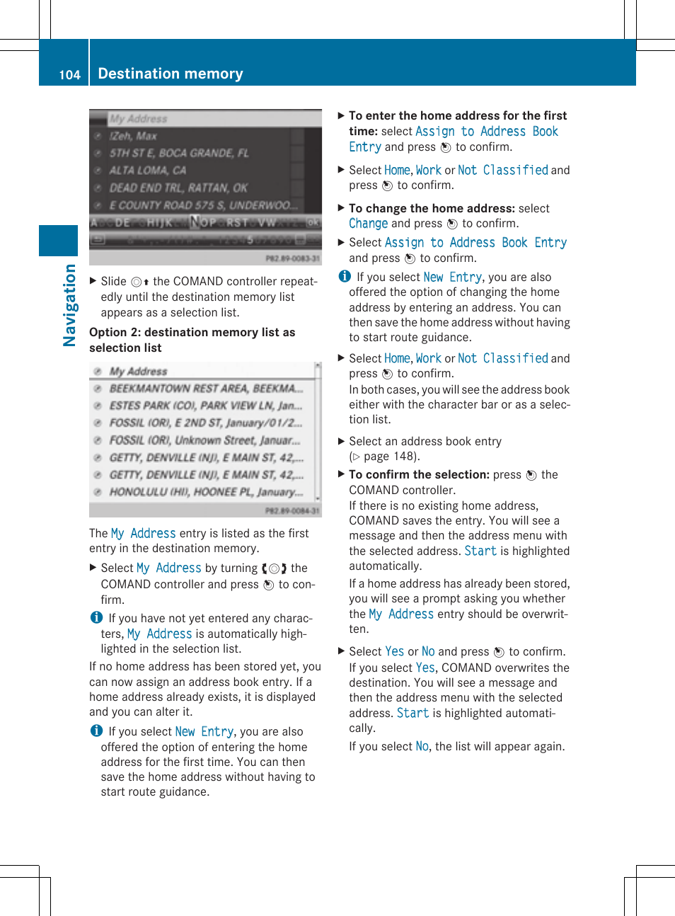 Navig atio n | Mercedes-Benz CLS-Class 2014 COMAND Manual User Manual | Page 106 / 270