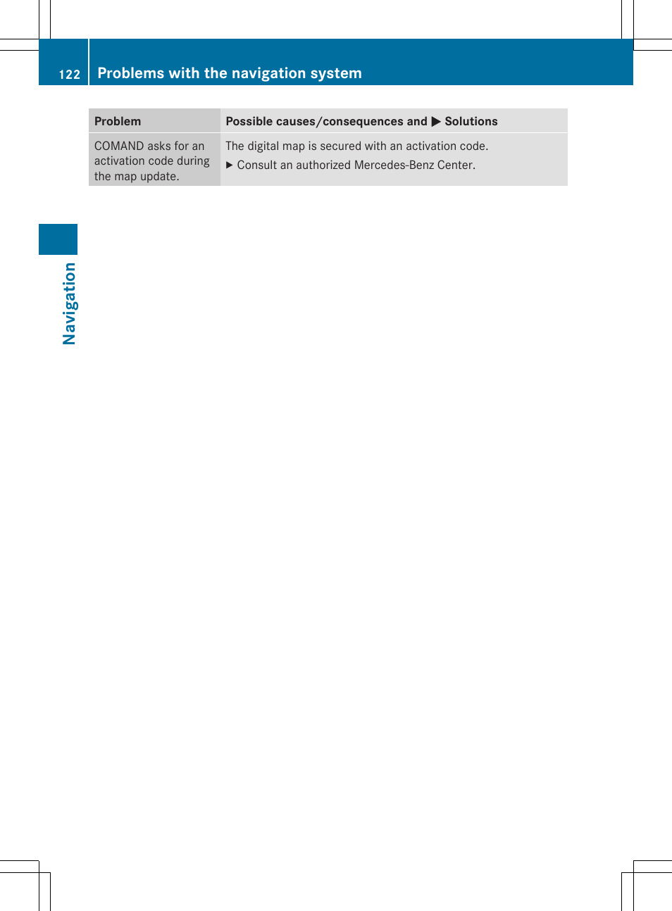 Navigation, Problems with the navigation system | Mercedes-Benz CLS-Class 2014 COMAND Manual User Manual | Page 124 / 270