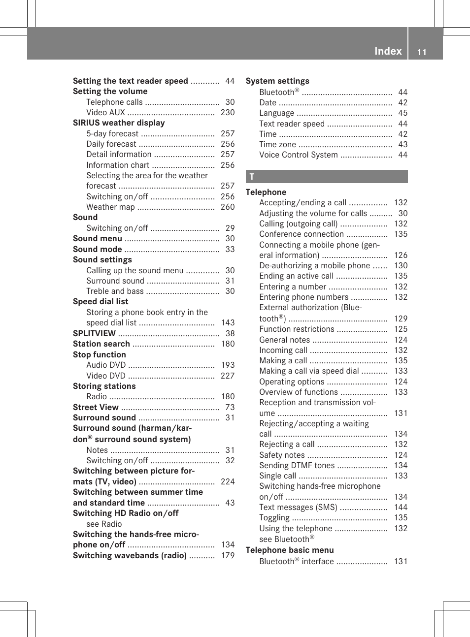 Index | Mercedes-Benz CLS-Class 2014 COMAND Manual User Manual | Page 13 / 270
