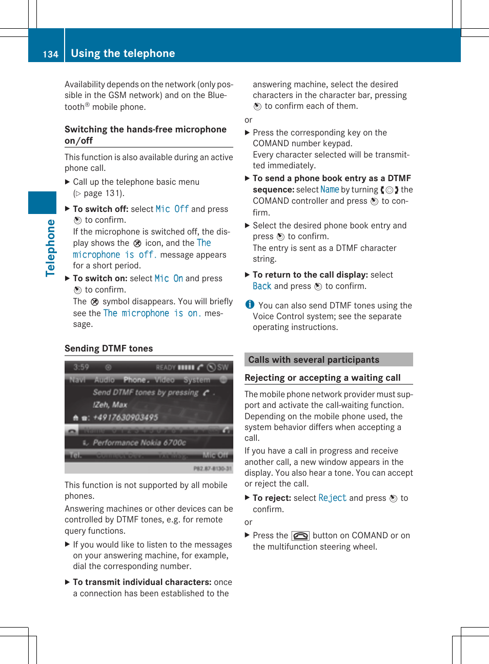 Tel eph on e, Using the telephone | Mercedes-Benz CLS-Class 2014 COMAND Manual User Manual | Page 136 / 270