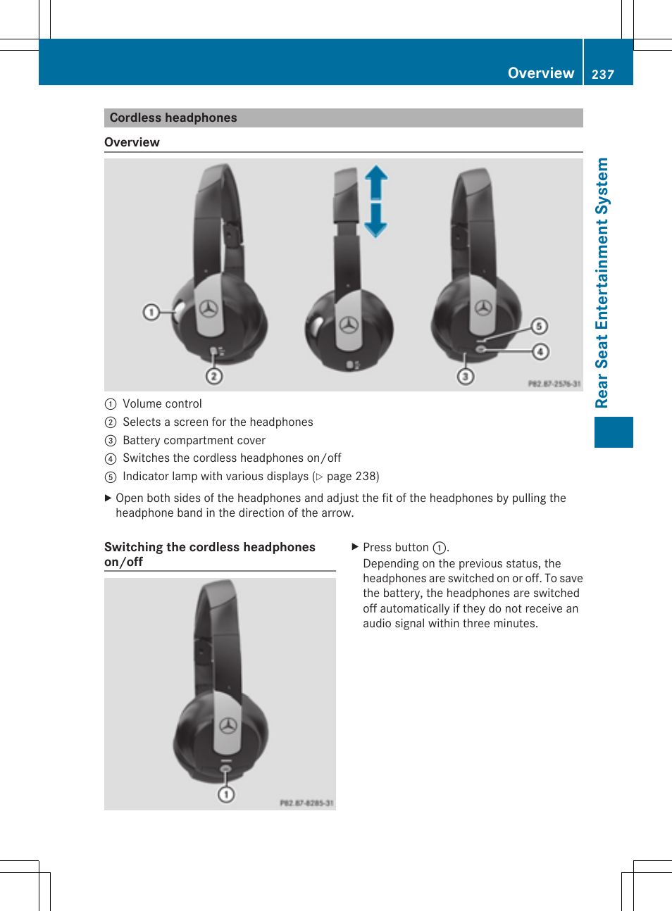 Rea rseat ent ert ainm ent syst em, Overview | Mercedes-Benz CLS-Class 2014 COMAND Manual User Manual | Page 239 / 270