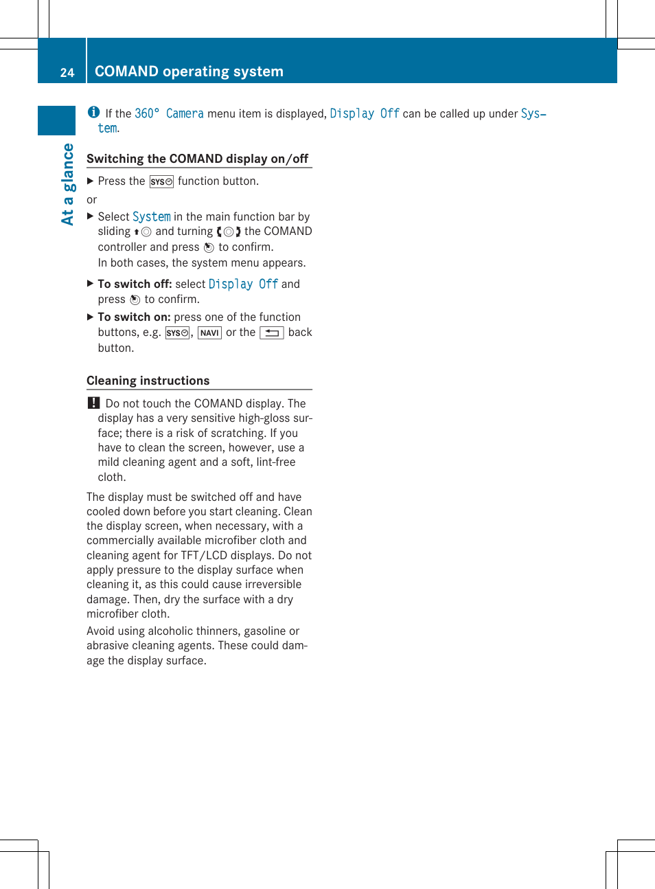 At a glance, Comand operating system | Mercedes-Benz CLS-Class 2014 COMAND Manual User Manual | Page 26 / 270