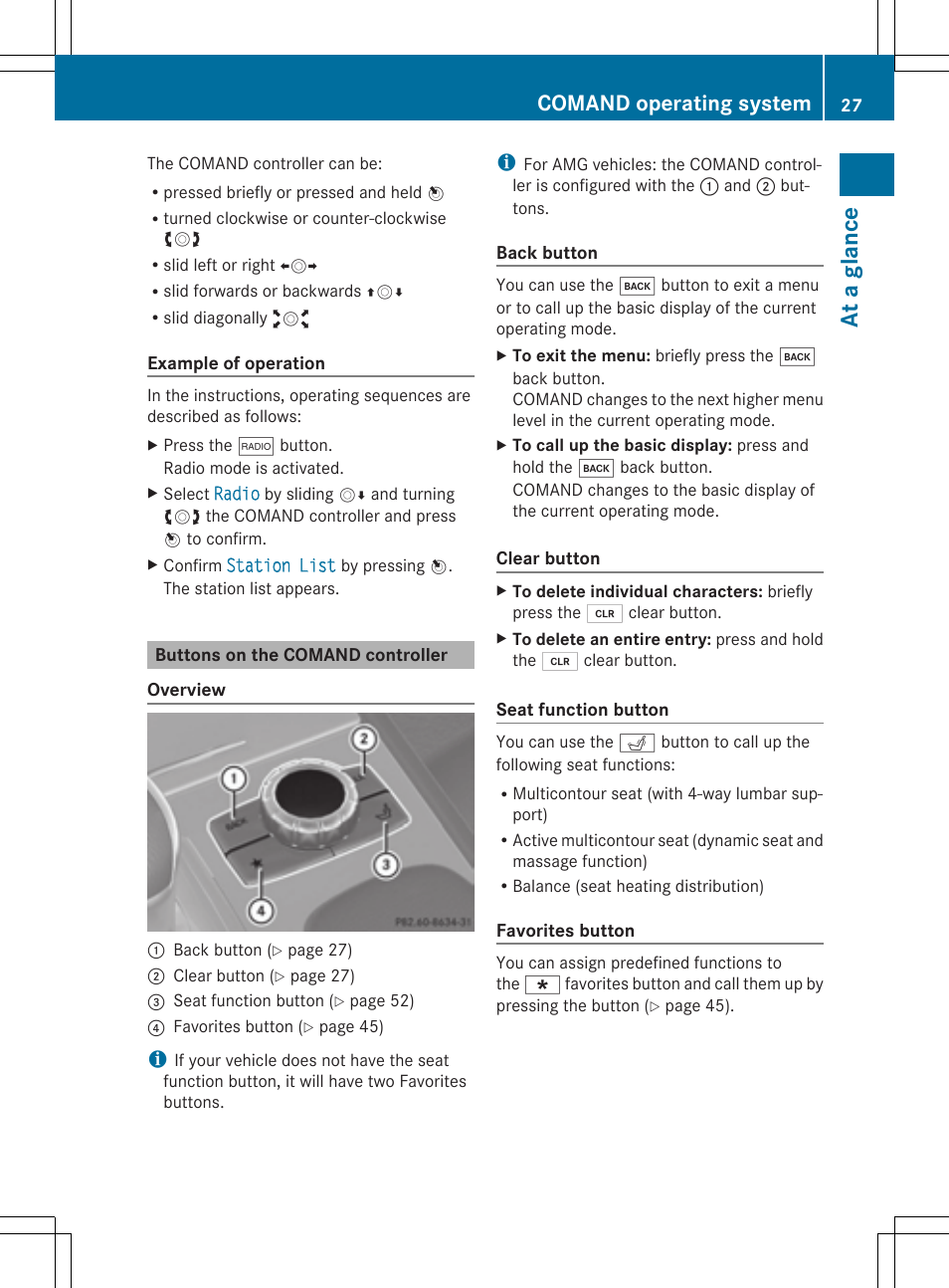 At a glance, Comand operating system | Mercedes-Benz CLS-Class 2014 COMAND Manual User Manual | Page 29 / 270