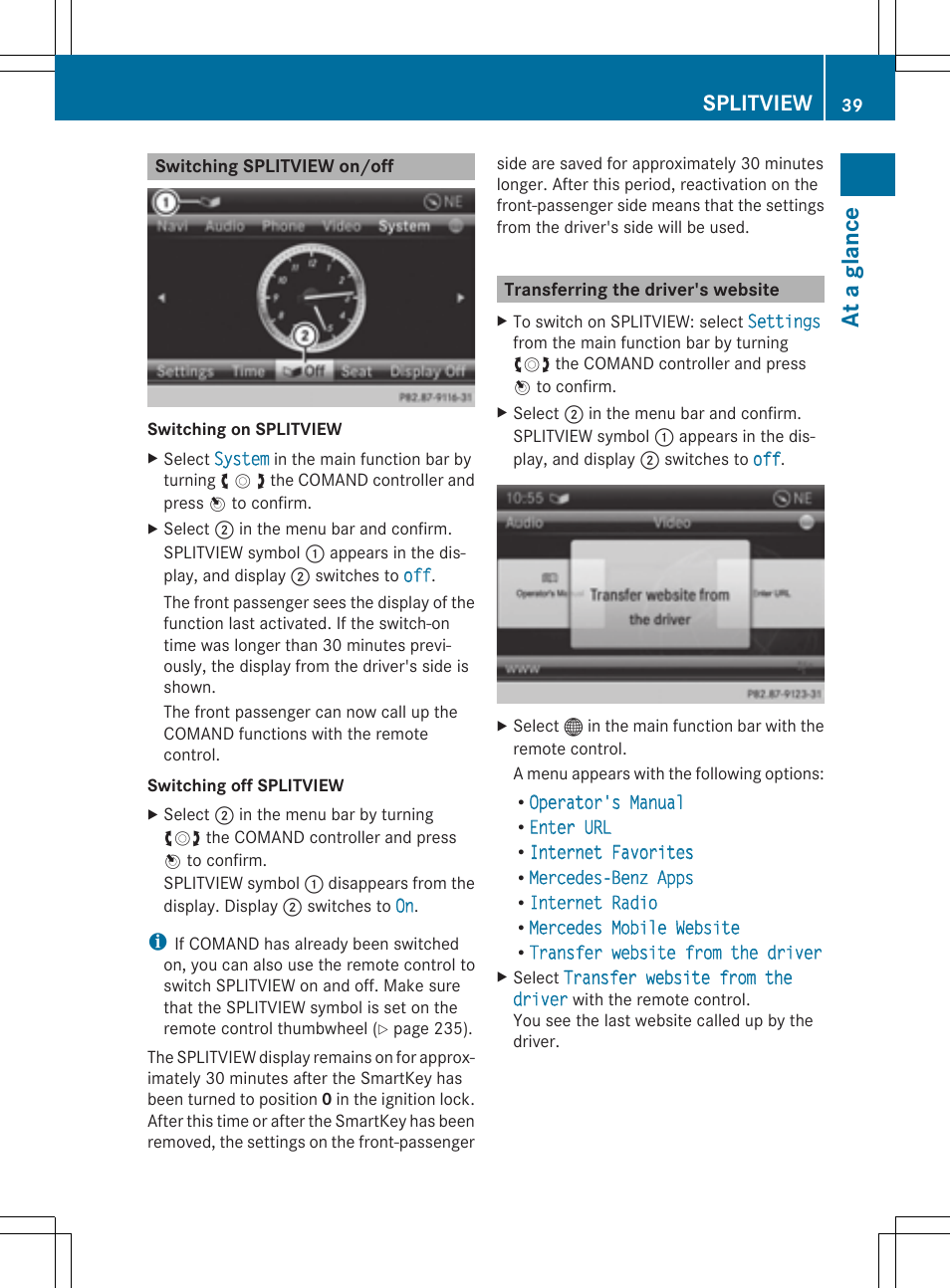 At a gla nce, Splitview | Mercedes-Benz CLS-Class 2014 COMAND Manual User Manual | Page 41 / 270