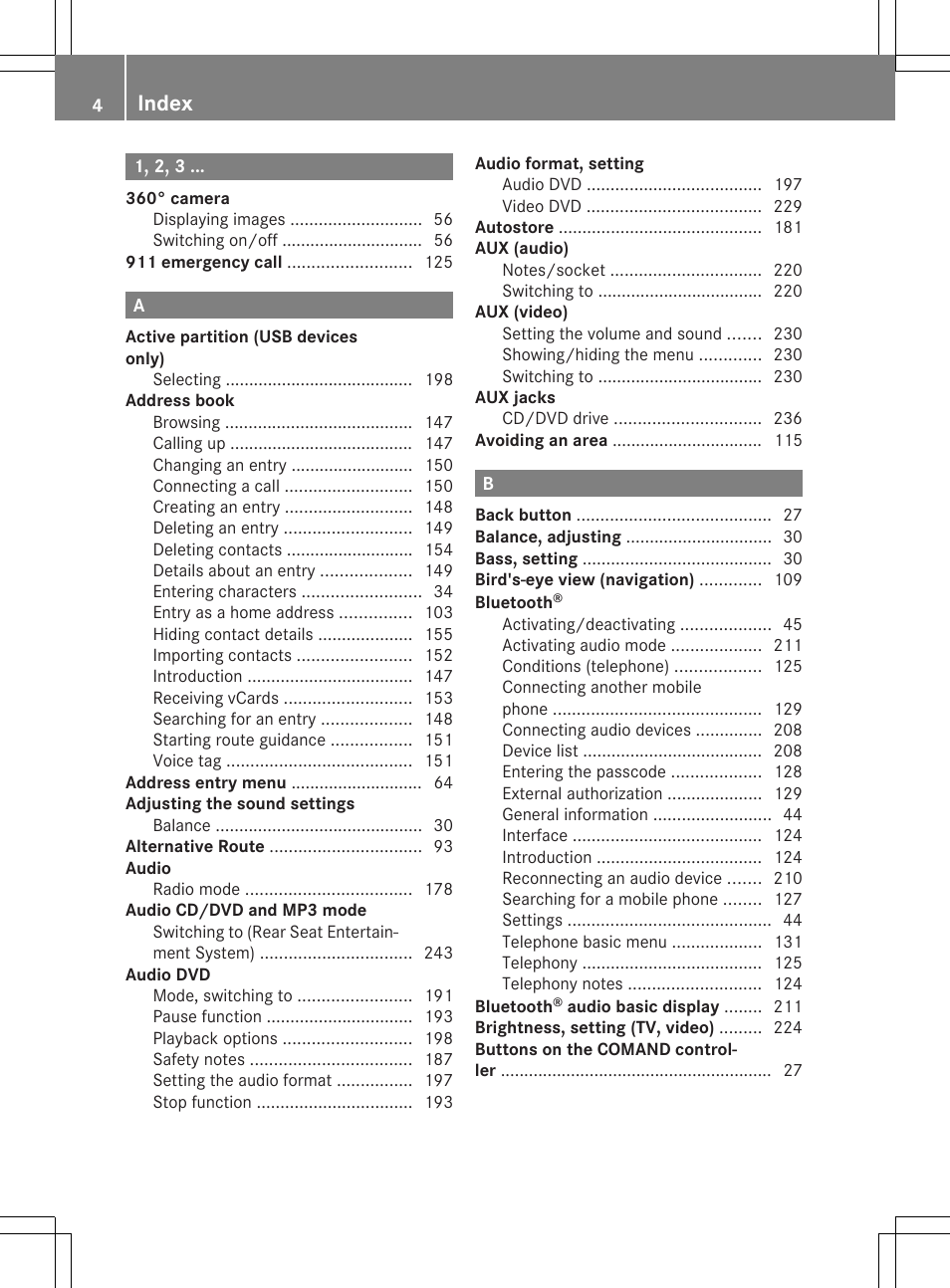 Index | Mercedes-Benz CLS-Class 2014 COMAND Manual User Manual | Page 6 / 270