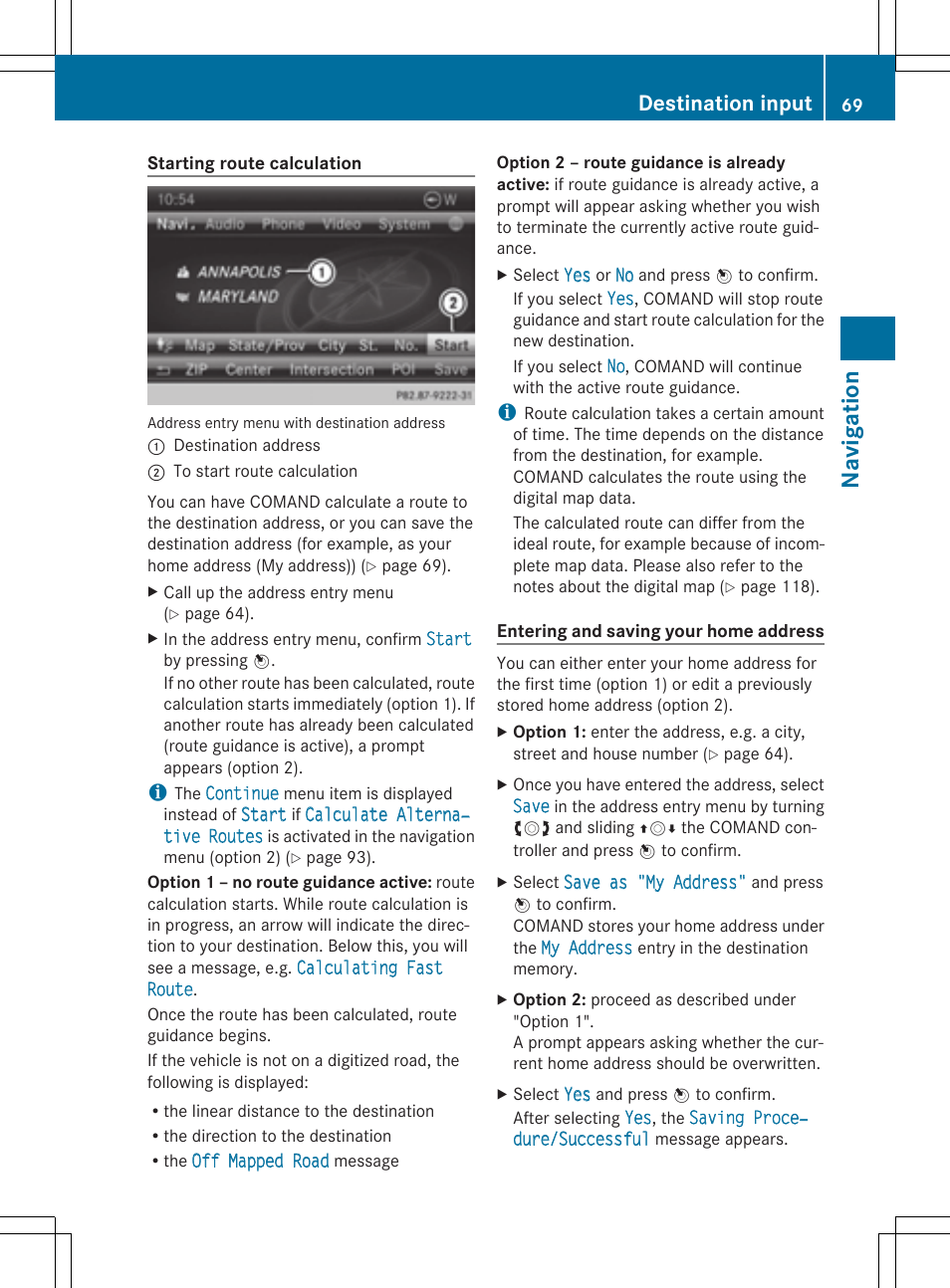 Navigation, Destination input | Mercedes-Benz CLS-Class 2014 COMAND Manual User Manual | Page 71 / 270