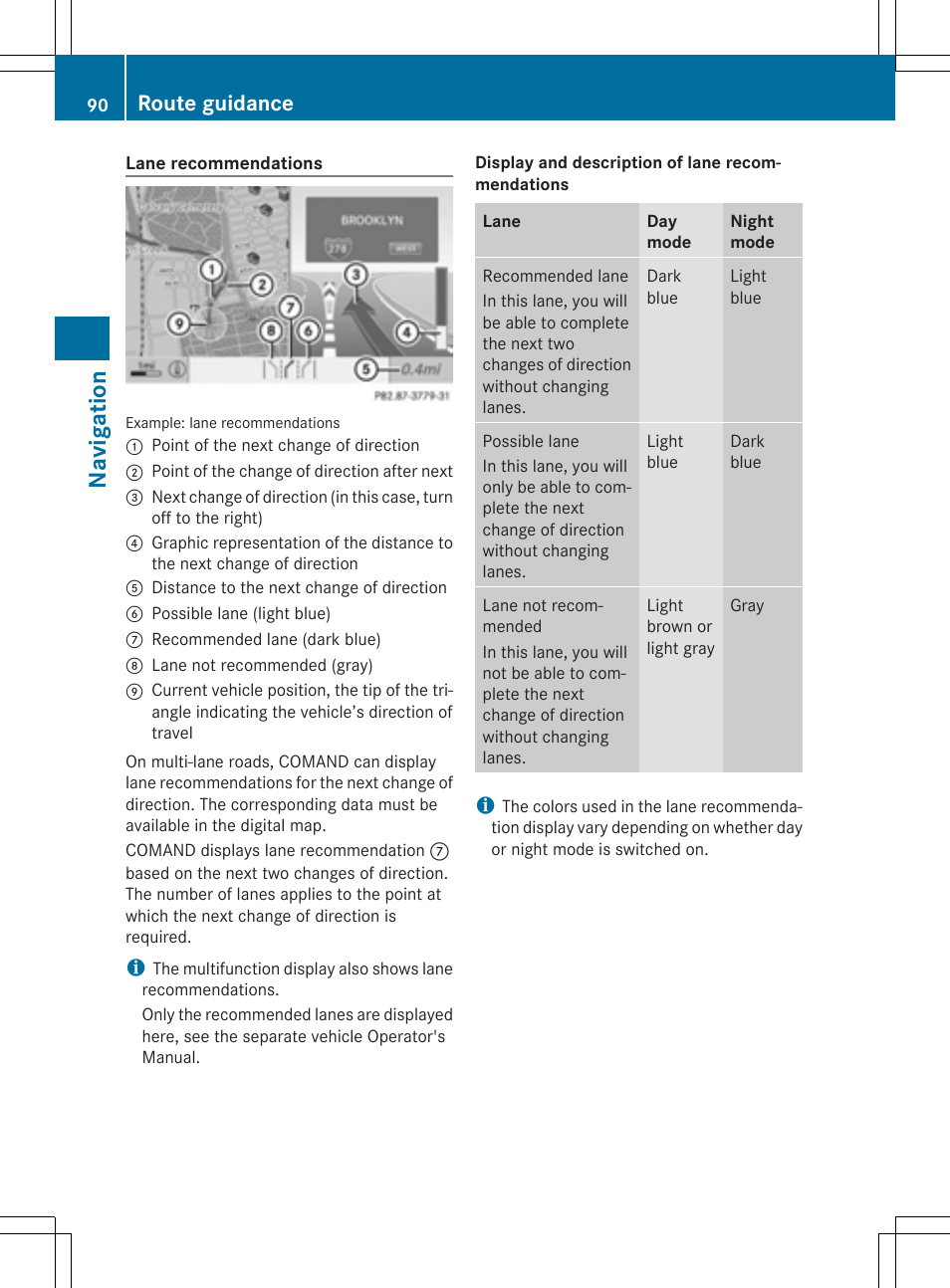 Na viga tion, Route guidance | Mercedes-Benz CLS-Class 2014 COMAND Manual User Manual | Page 92 / 270