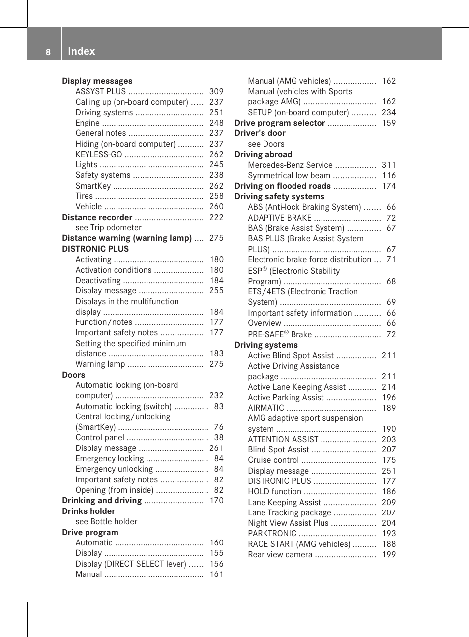 Index | Mercedes-Benz CLS-Class 2014 Owners Manual User Manual | Page 10 / 382