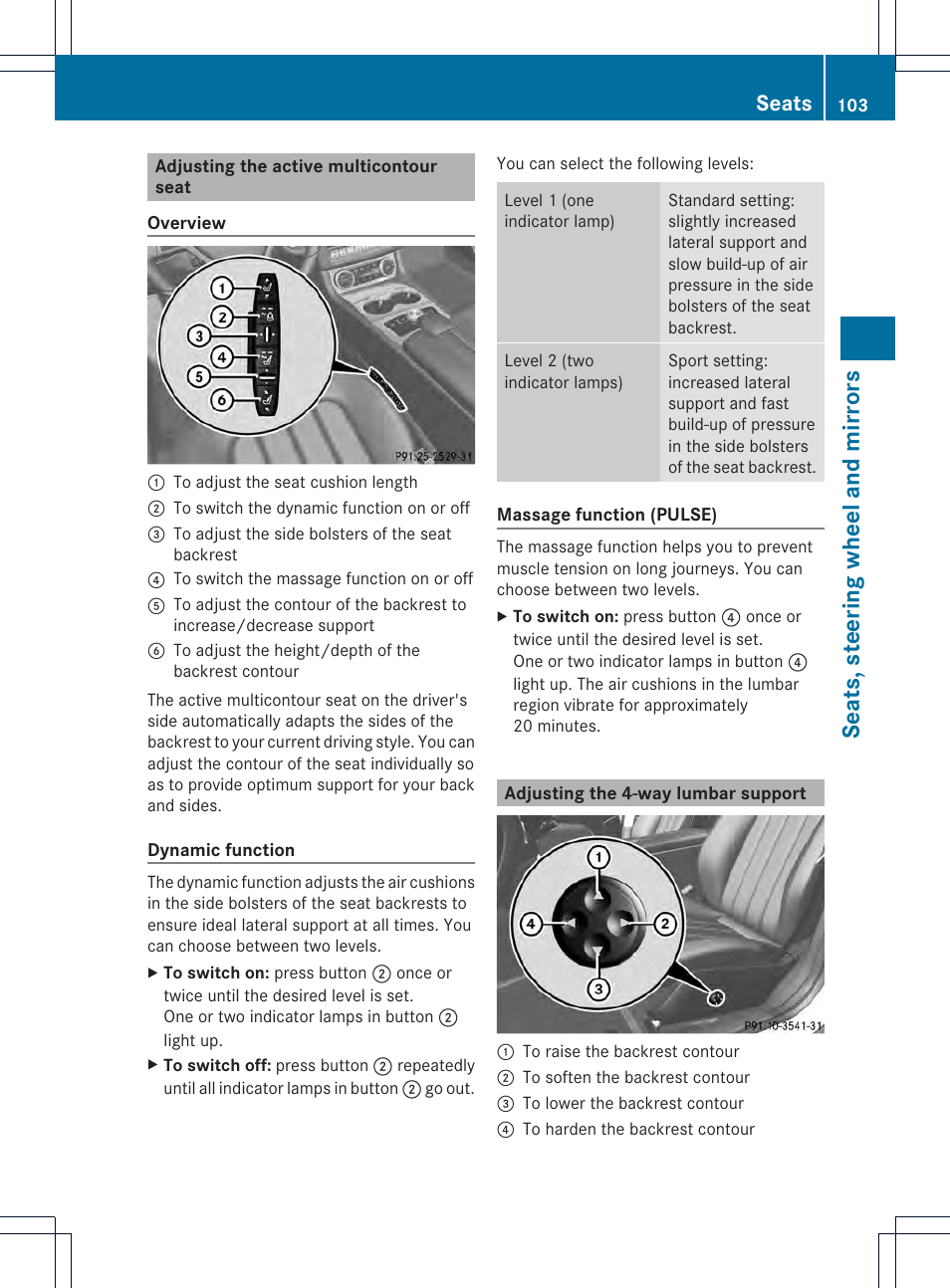Seats, steering wheel and mirrors, Seats | Mercedes-Benz CLS-Class 2014 Owners Manual User Manual | Page 105 / 382