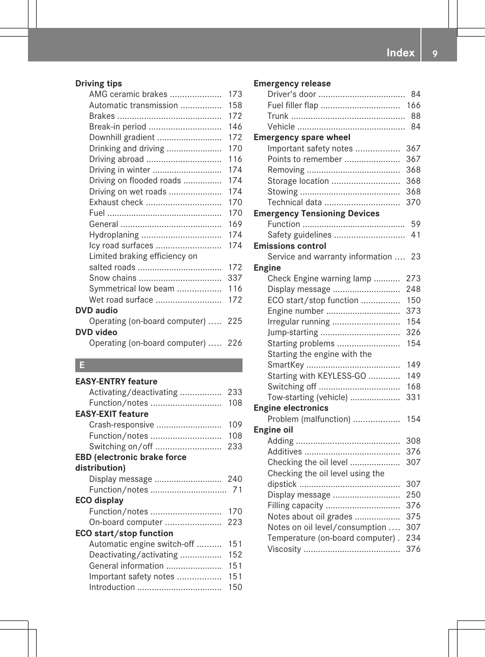 Index | Mercedes-Benz CLS-Class 2014 Owners Manual User Manual | Page 11 / 382