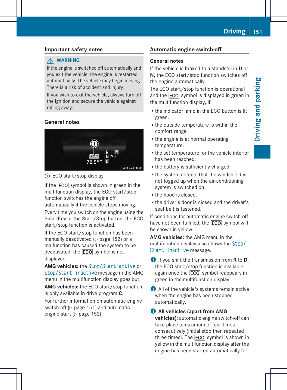 Driving and parking, Driving | Mercedes-Benz CLS-Class 2014 Owners Manual User Manual | Page 153 / 382