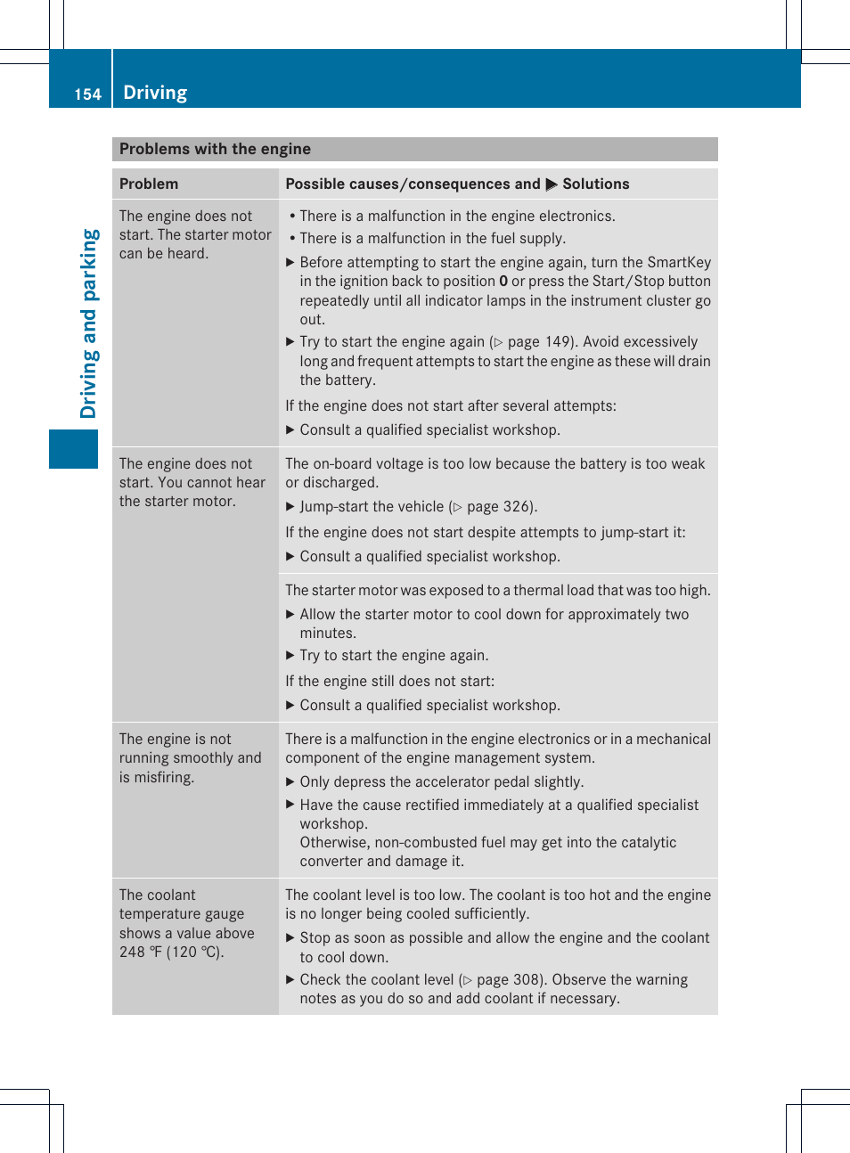 Driving and parking, Driving | Mercedes-Benz CLS-Class 2014 Owners Manual User Manual | Page 156 / 382