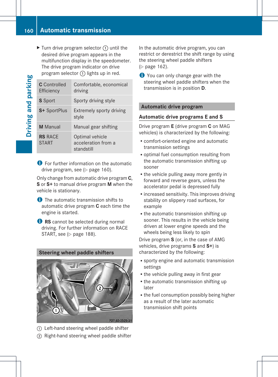 Driving and parking, Automatic transmission | Mercedes-Benz CLS-Class 2014 Owners Manual User Manual | Page 162 / 382