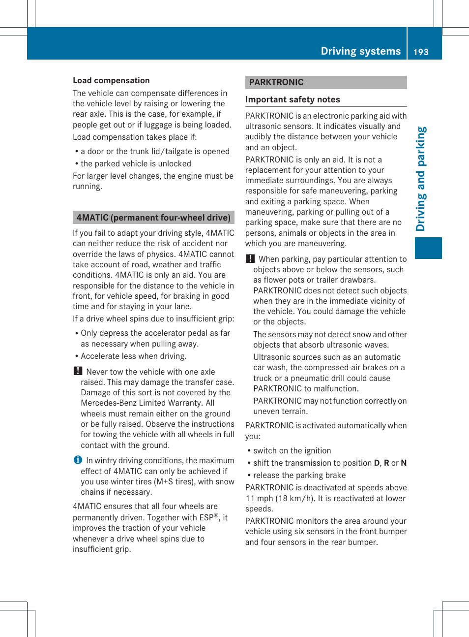 Driving and parking, Driving systems | Mercedes-Benz CLS-Class 2014 Owners Manual User Manual | Page 195 / 382