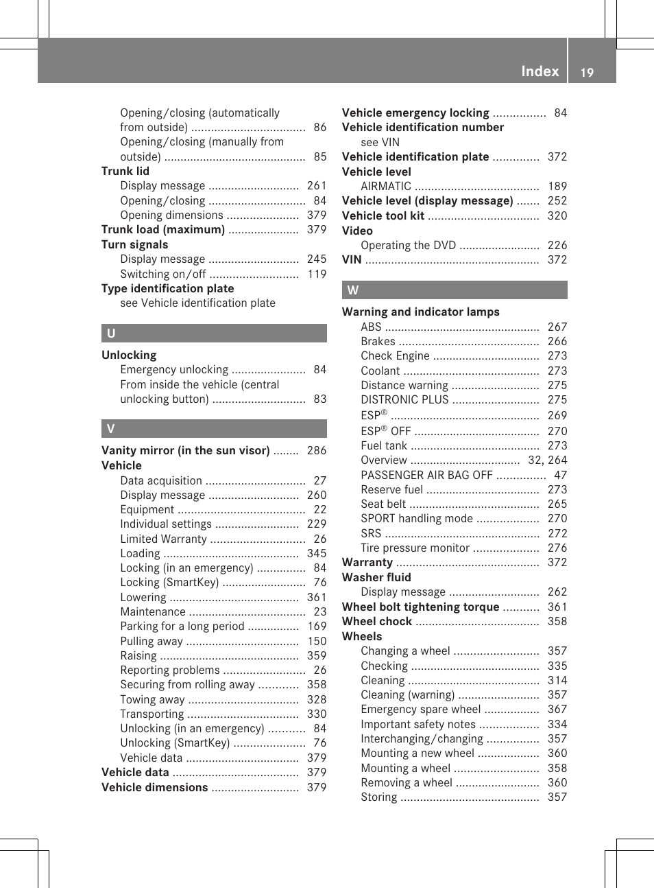 Index | Mercedes-Benz CLS-Class 2014 Owners Manual User Manual | Page 21 / 382