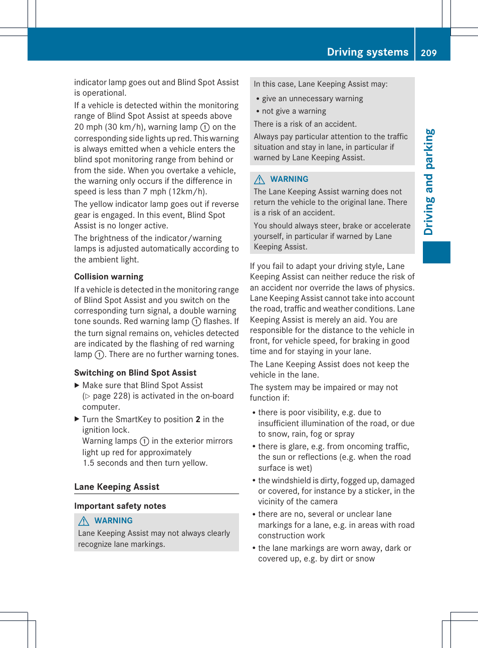 Driving and parking, Driving systems | Mercedes-Benz CLS-Class 2014 Owners Manual User Manual | Page 211 / 382