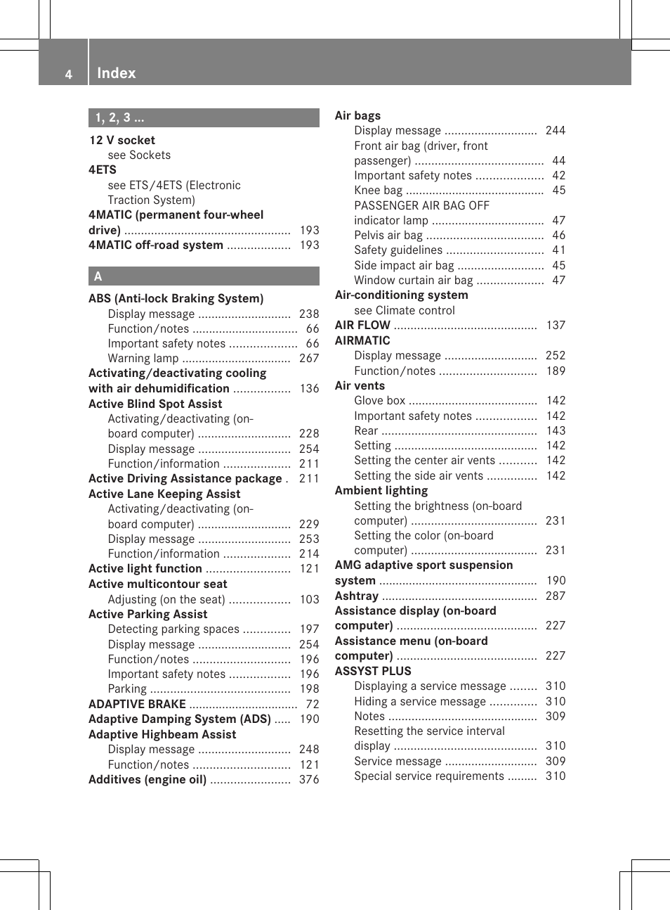 Index | Mercedes-Benz CLS-Class 2014 Owners Manual User Manual | Page 6 / 382