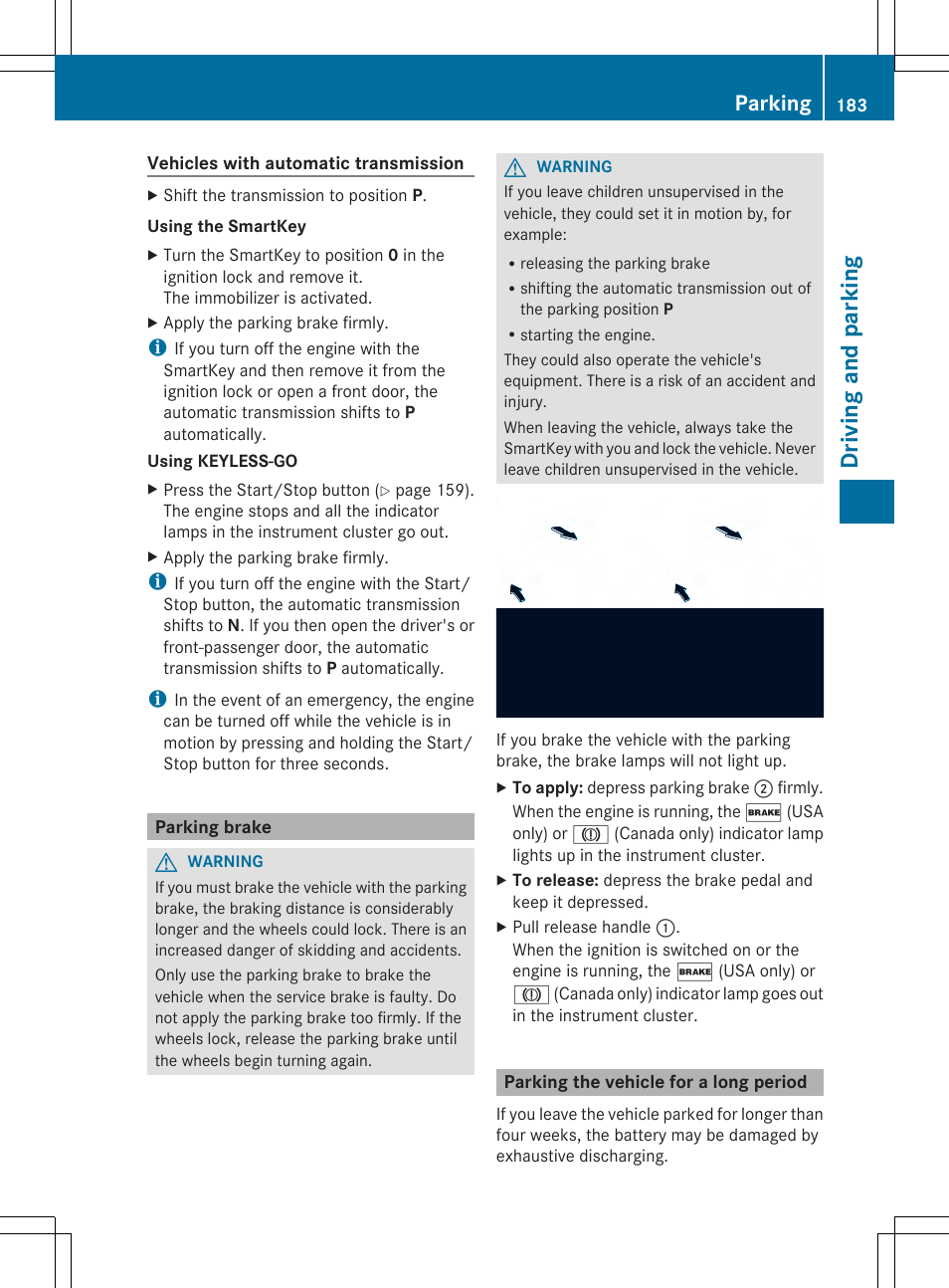 Dr ivi ng an d parki ng, Parking | Mercedes-Benz E-Wagon 2014 Owners Manual User Manual | Page 185 / 430