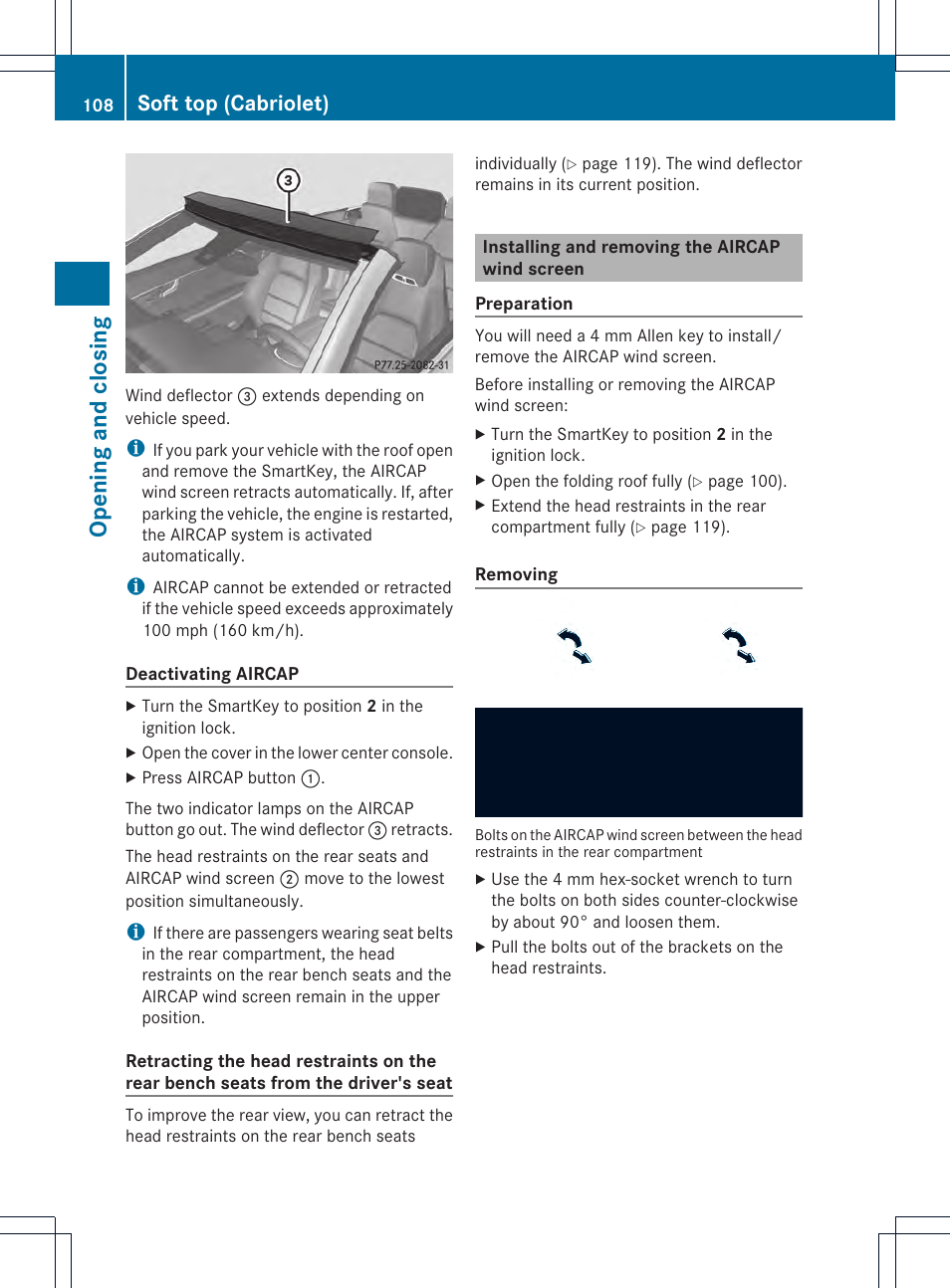 Opening and closing, Soft top (cabriolet) | Mercedes-Benz E-Cab 2014 Owners Manual User Manual | Page 110 / 394