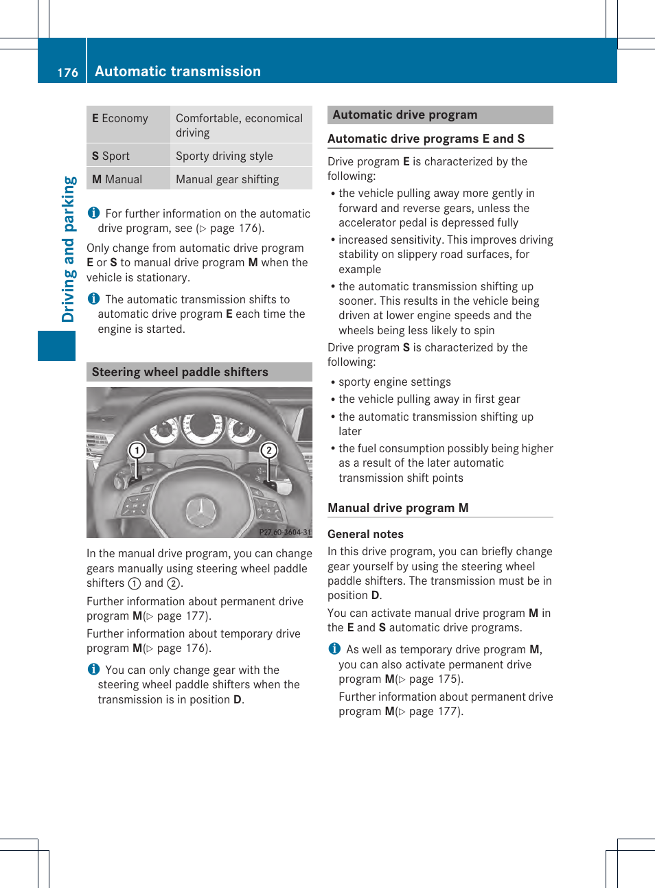 Driving and parking, Automatic transmission | Mercedes-Benz E-Cab 2014 Owners Manual User Manual | Page 178 / 394