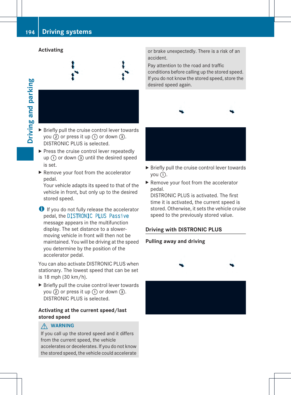 Driving and parking, Driving systems | Mercedes-Benz E-Cab 2014 Owners Manual User Manual | Page 196 / 394