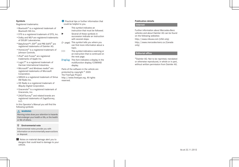 Mercedes-Benz E-Cab 2014 Owners Manual User Manual | Page 2 / 394