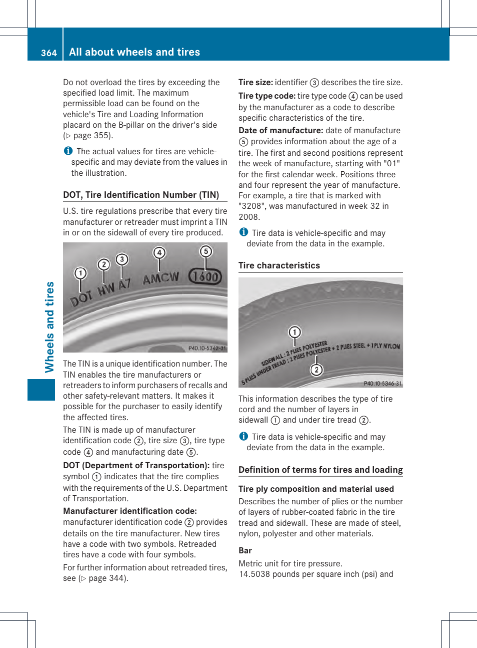 Wheels and tires, All about wheels and tires | Mercedes-Benz E-Cab 2014 Owners Manual User Manual | Page 366 / 394