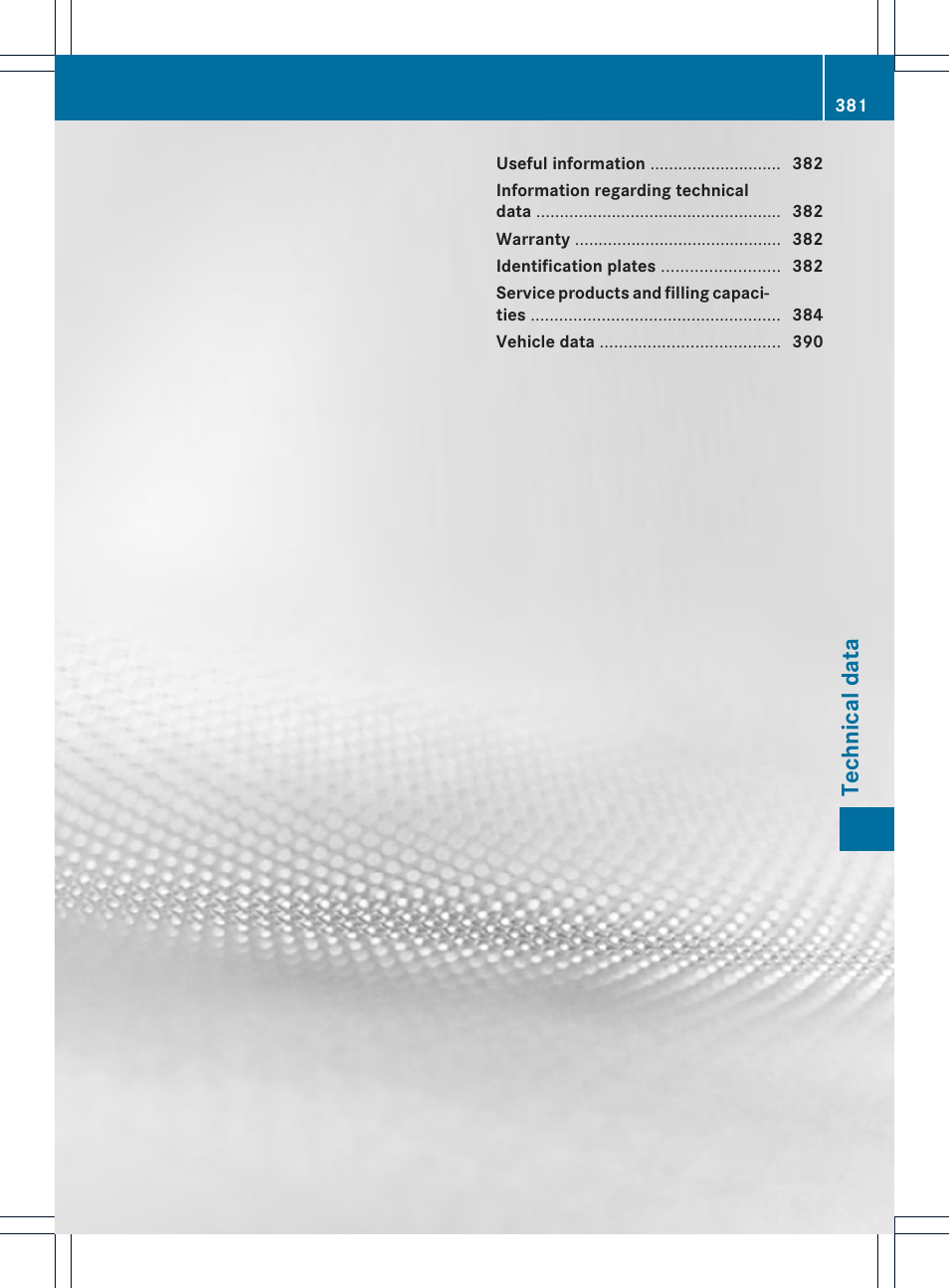 Technical data | Mercedes-Benz E-Cab 2014 Owners Manual User Manual | Page 383 / 394