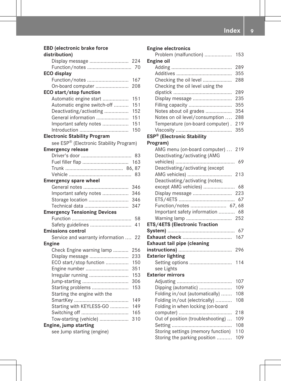 Index | Mercedes-Benz C-Sedan 2014 Owners Manual User Manual | Page 11 / 362