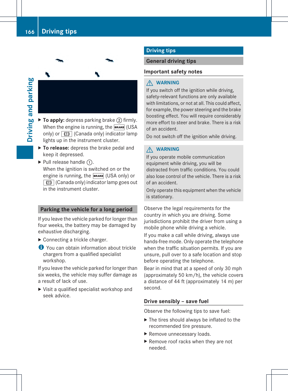 Driving and parking, Driving tips | Mercedes-Benz C-Sedan 2014 Owners Manual User Manual | Page 168 / 362