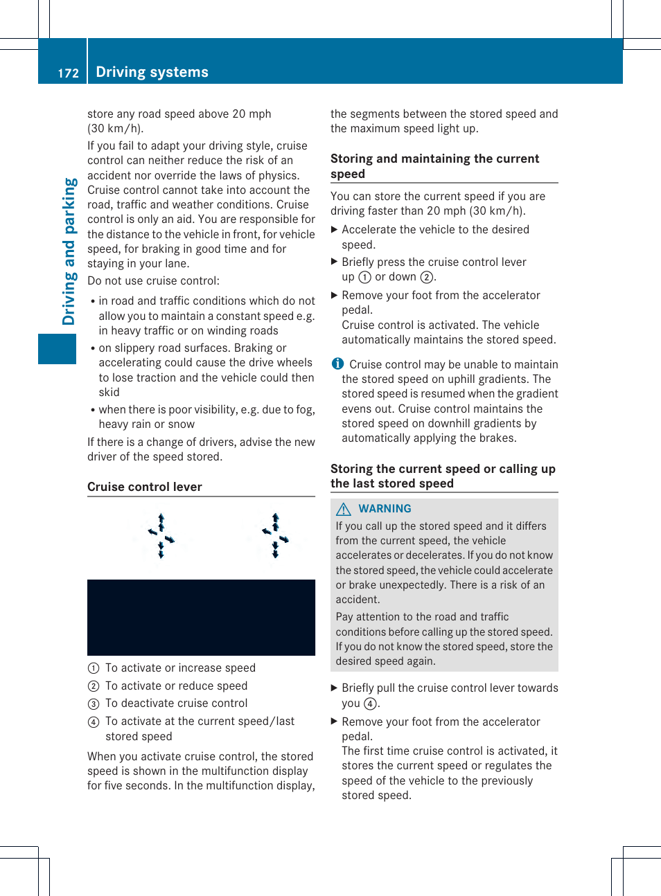 Driving and parking, Driving systems | Mercedes-Benz C-Sedan 2014 Owners Manual User Manual | Page 174 / 362