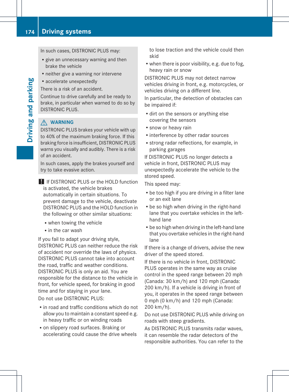 Driving and parking, Driving systems | Mercedes-Benz C-Sedan 2014 Owners Manual User Manual | Page 176 / 362