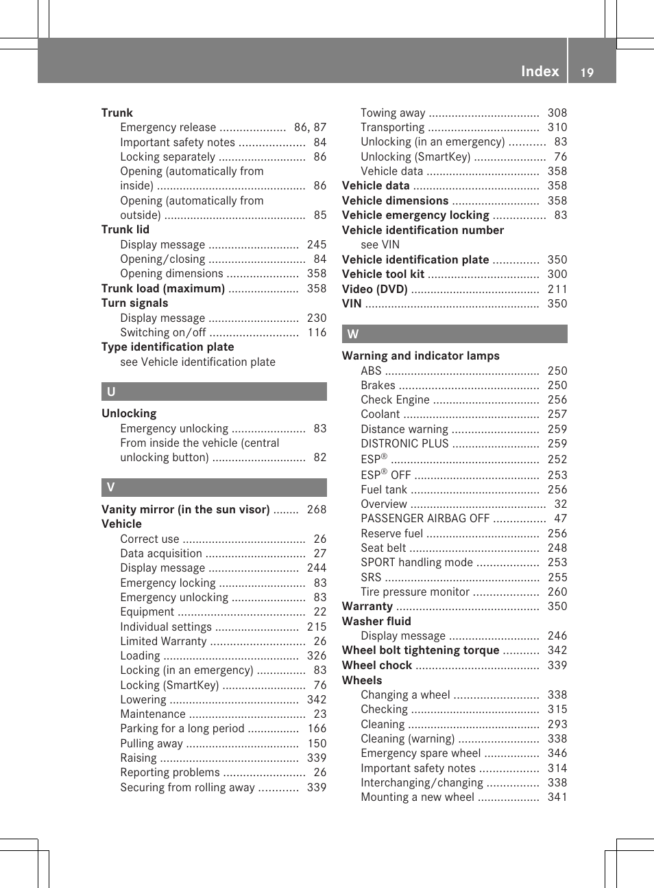 Index | Mercedes-Benz C-Sedan 2014 Owners Manual User Manual | Page 21 / 362