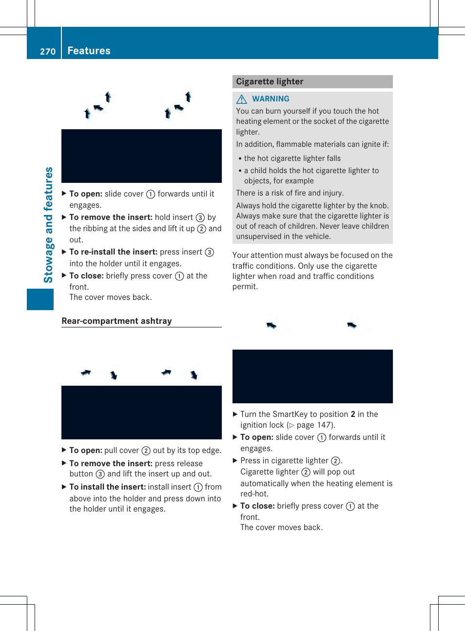 Stowage and features, Features | Mercedes-Benz C-Sedan 2014 Owners Manual User Manual | Page 272 / 362