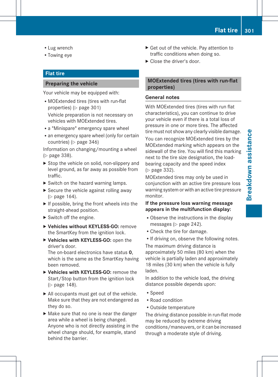 Breakdown assistance, Flat tire | Mercedes-Benz C-Sedan 2014 Owners Manual User Manual | Page 303 / 362