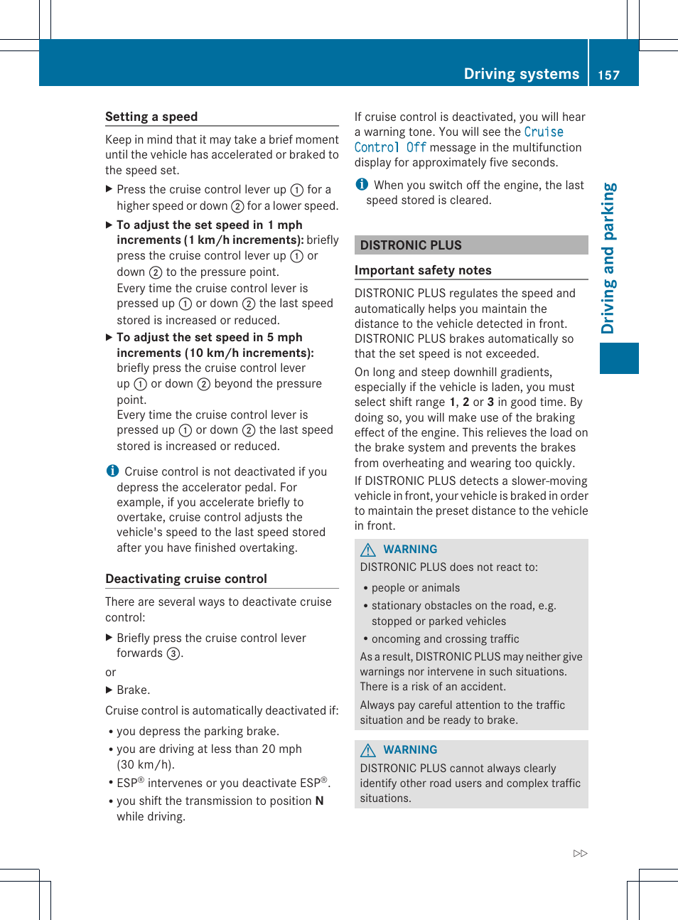 Drivi ng and parking, Driving systems | Mercedes-Benz C-Coupe 2014 Owners Manual User Manual | Page 159 / 342