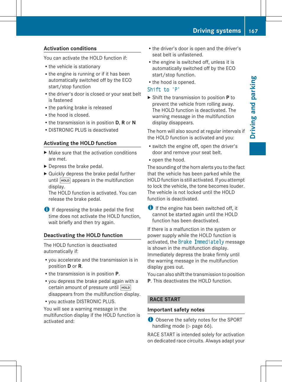 Driving and parking, Driving systems | Mercedes-Benz C-Coupe 2014 Owners Manual User Manual | Page 169 / 342