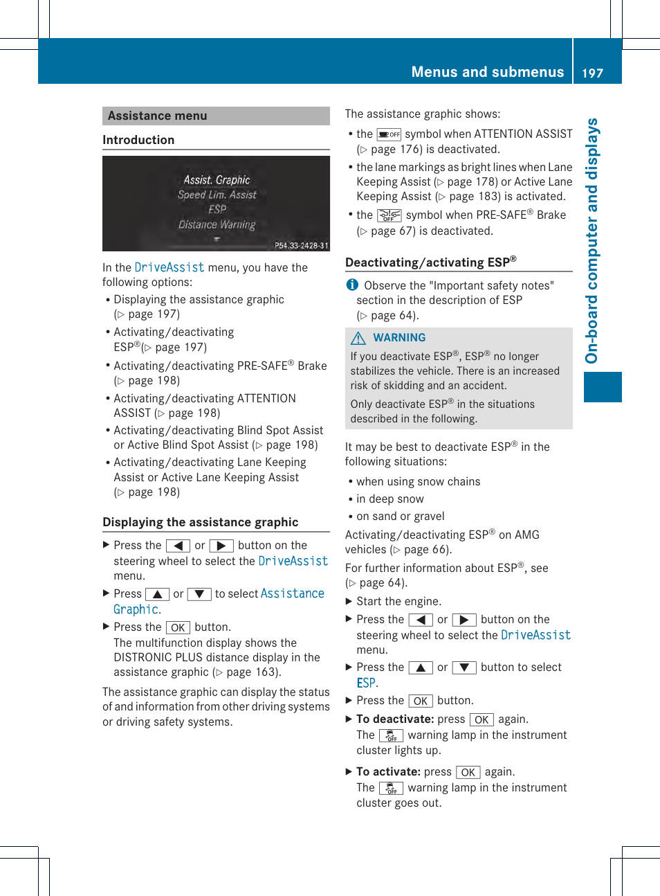 On-bo ard computer and displays, Menus and submenus | Mercedes-Benz C-Coupe 2014 Owners Manual User Manual | Page 199 / 342