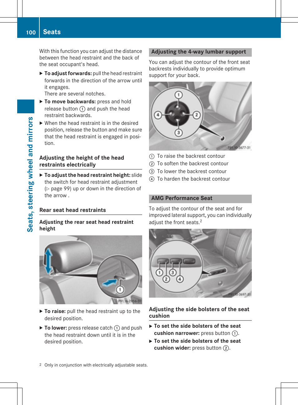 Seats, steering wheel and mirrors, Seats | Mercedes-Benz CLA-Class 2014 Owners Manual User Manual | Page 102 / 358