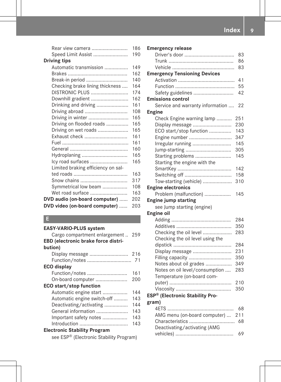 Index | Mercedes-Benz CLA-Class 2014 Owners Manual User Manual | Page 11 / 358