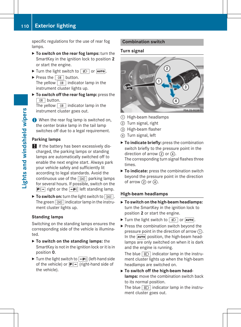 Lights and windshield wipers, Exterior lighting | Mercedes-Benz CLA-Class 2014 Owners Manual User Manual | Page 112 / 358
