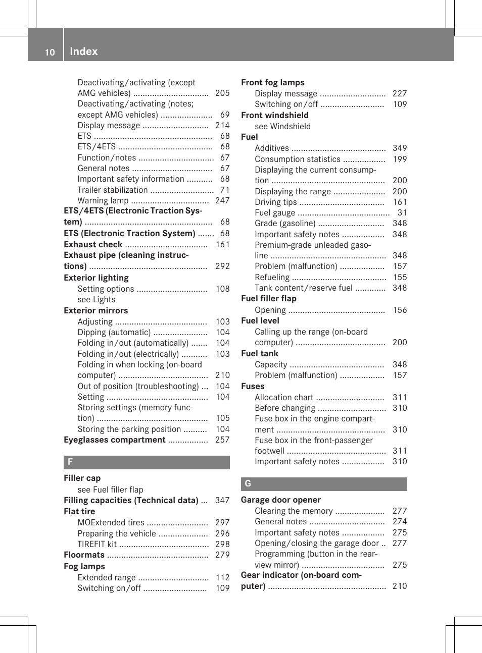 Index | Mercedes-Benz CLA-Class 2014 Owners Manual User Manual | Page 12 / 358