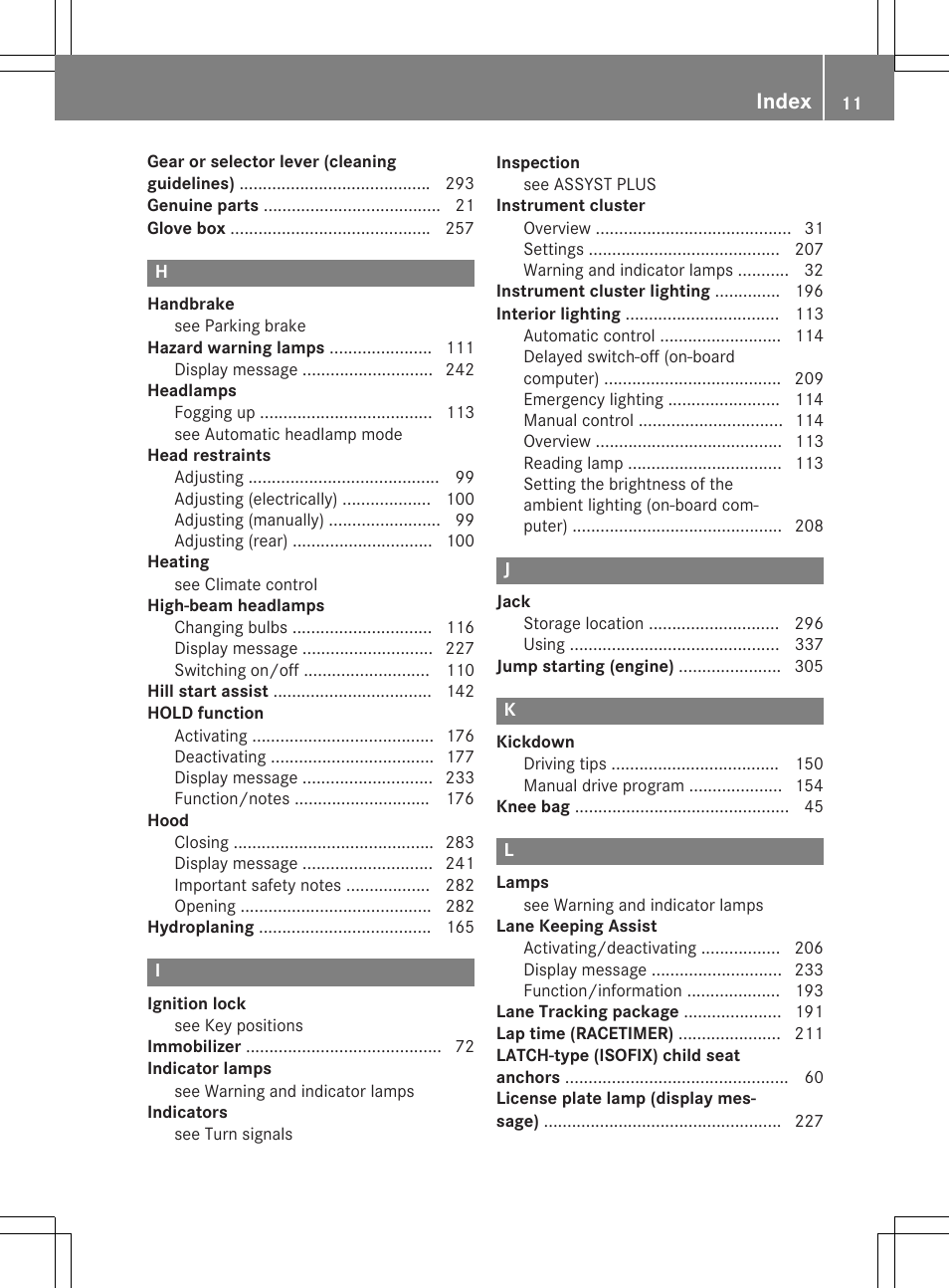 Index | Mercedes-Benz CLA-Class 2014 Owners Manual User Manual | Page 13 / 358