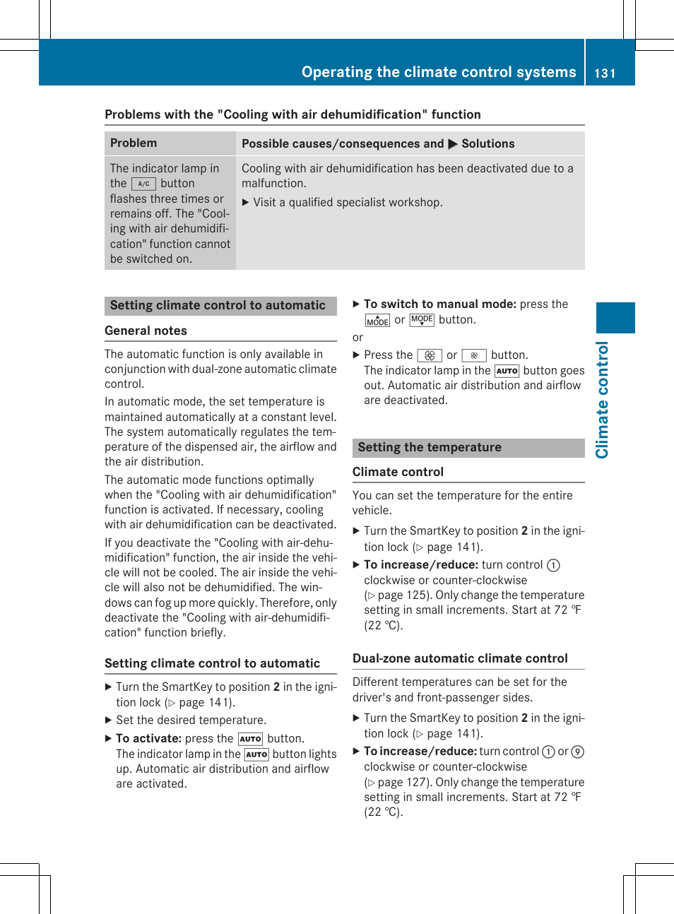Climate control, Operating the climate control systems | Mercedes-Benz CLA-Class 2014 Owners Manual User Manual | Page 133 / 358