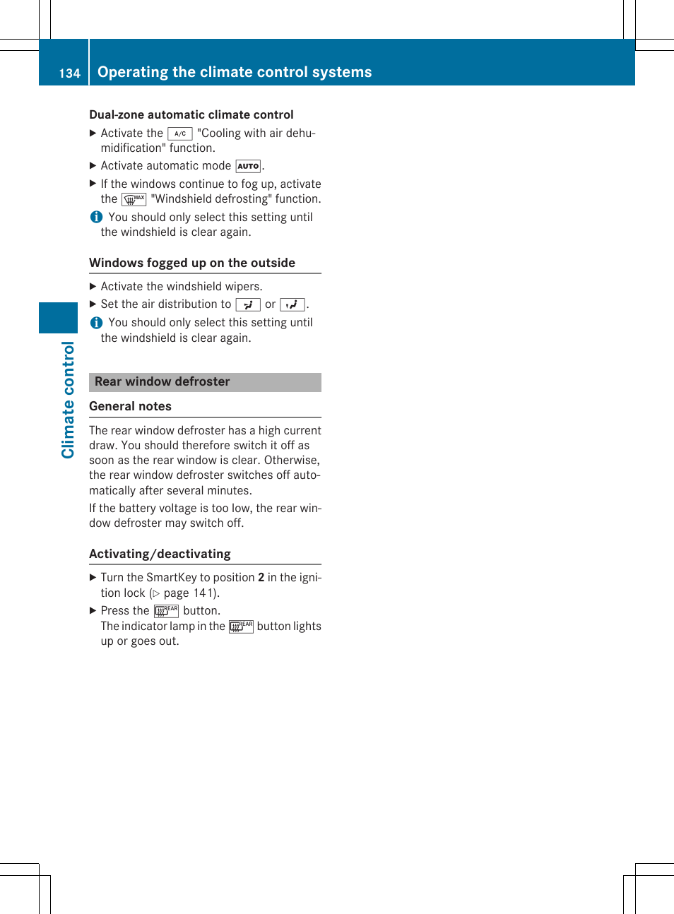 Clim at e cont ro l, Operating the climate control systems | Mercedes-Benz CLA-Class 2014 Owners Manual User Manual | Page 136 / 358