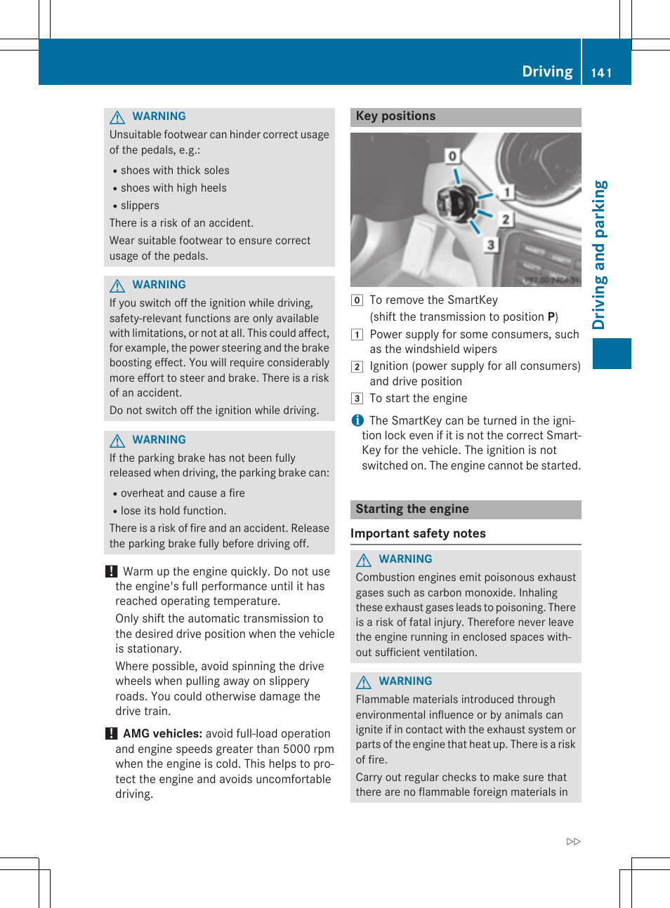 Drivi ng and parking, Driving | Mercedes-Benz CLA-Class 2014 Owners Manual User Manual | Page 143 / 358