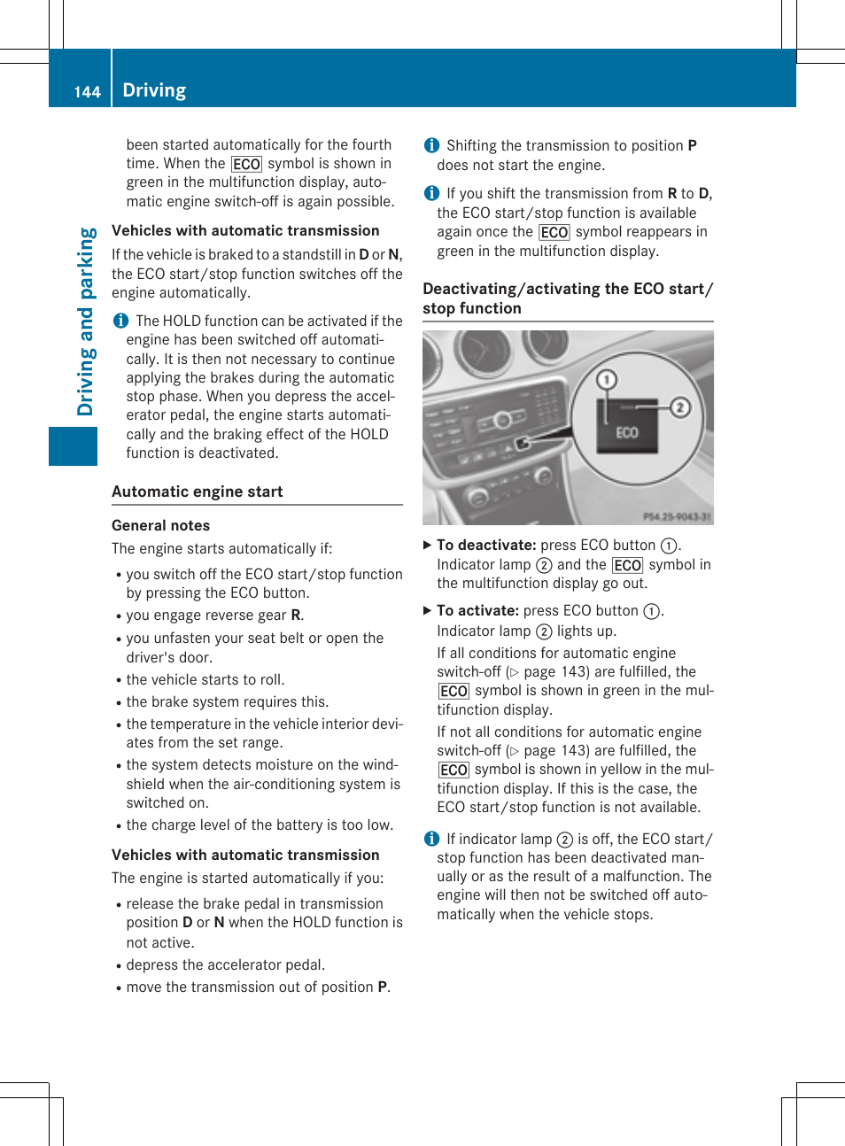 Driving and parking, Driving | Mercedes-Benz CLA-Class 2014 Owners Manual User Manual | Page 146 / 358