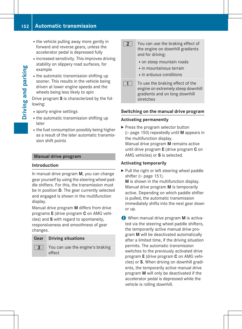Dr ivi ng an d parki ng, Automatic transmission | Mercedes-Benz CLA-Class 2014 Owners Manual User Manual | Page 154 / 358