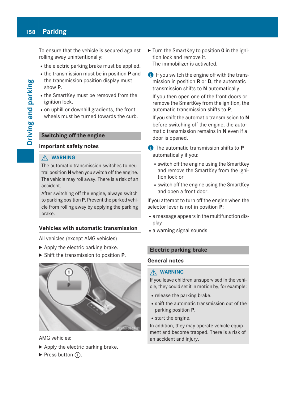 Driving and parking, Parking | Mercedes-Benz CLA-Class 2014 Owners Manual User Manual | Page 160 / 358